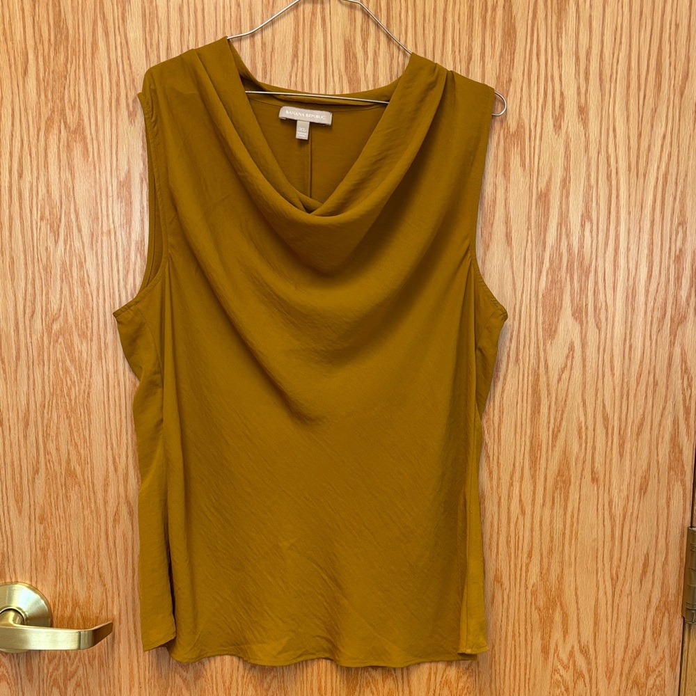 Banana Republic XL Mustard Sleeveless Drape Neck Top